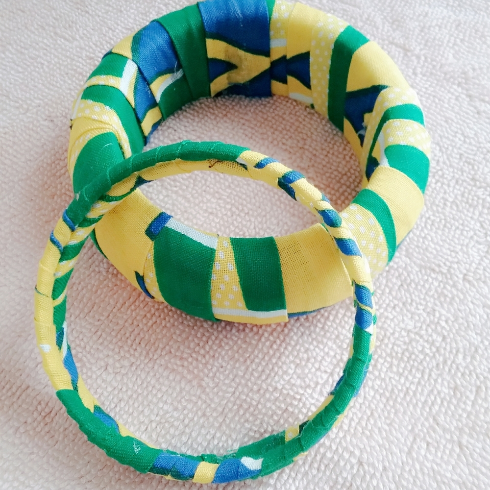 3 Sets Green Fabric Bracelets for Women